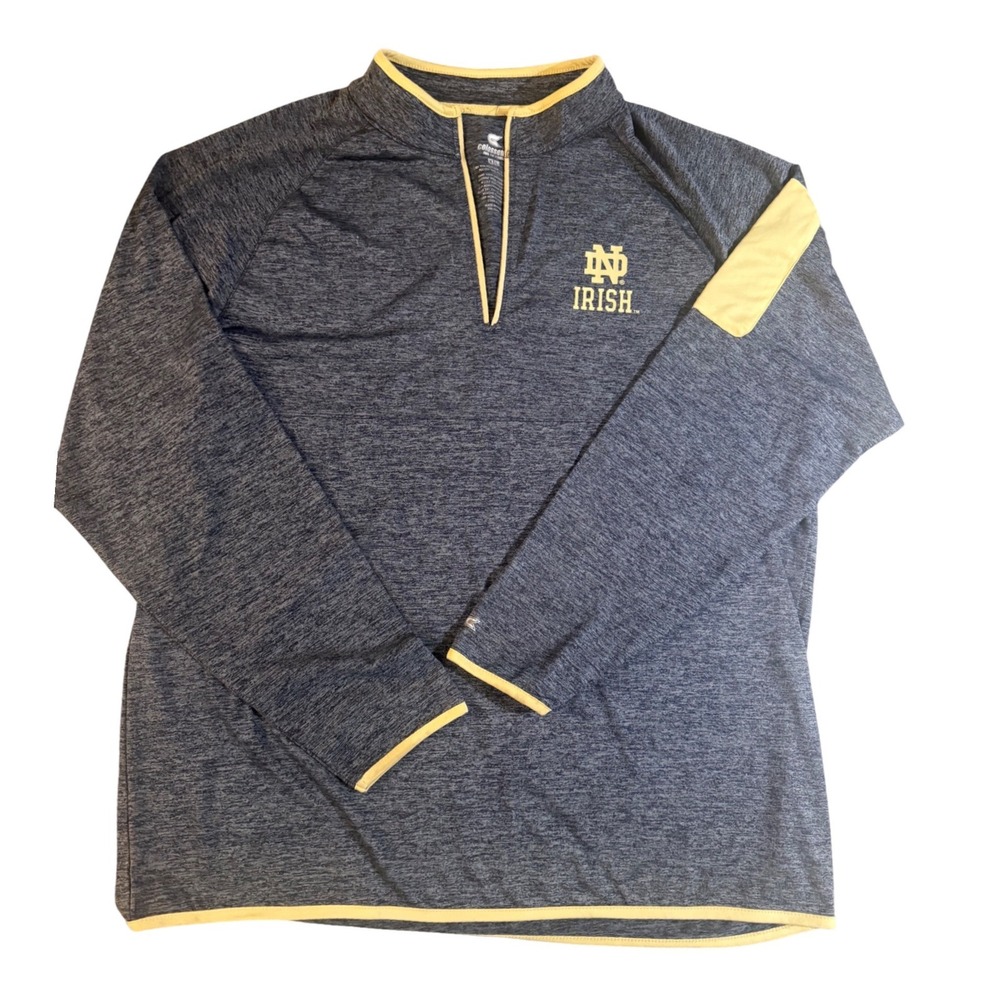 Colosseum Notre Dame Fighting Irish Mens XL 1/4 Zip Pullover Heather Blue Yellow